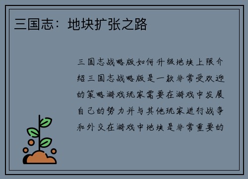 三国志：地块扩张之路